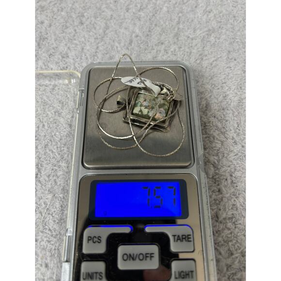 PZ Or Paz Sterling Silver Roman Glass Pendant Necklace 20" #63861 - Picture 6 of 6